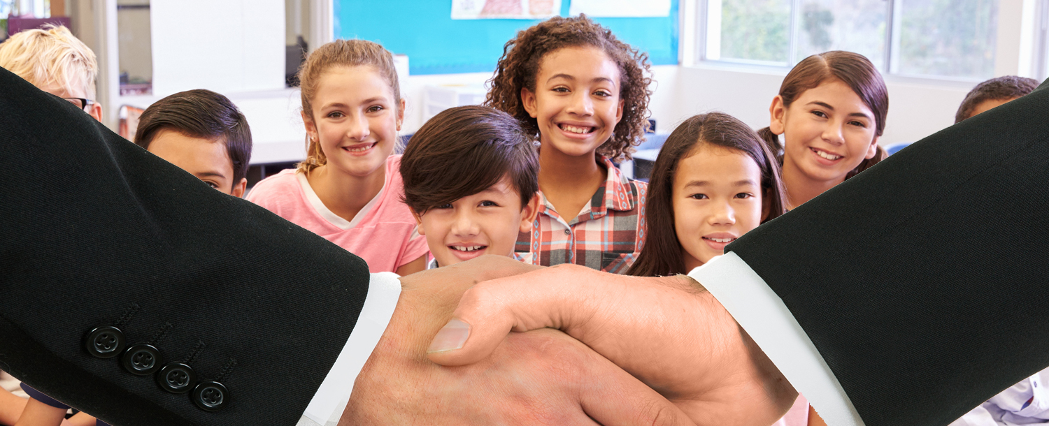 Hand Shake with Kids Smiling