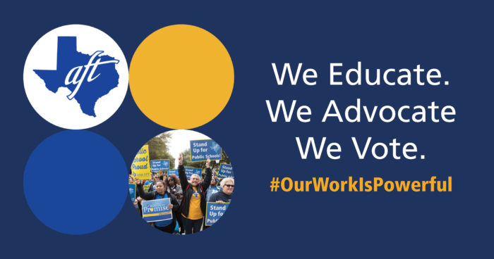 Text says, "We educate. We advocate. We vote."