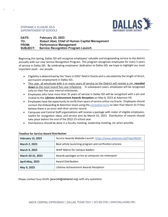 Texas AFT District Employee Service Award Program Texas AFT