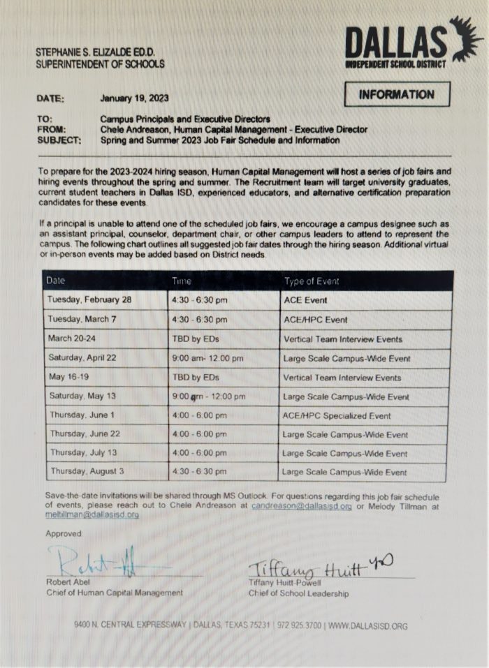 Texas AFT 2023 Spring and Summer Dallas ISD Job Fairs Texas AFT