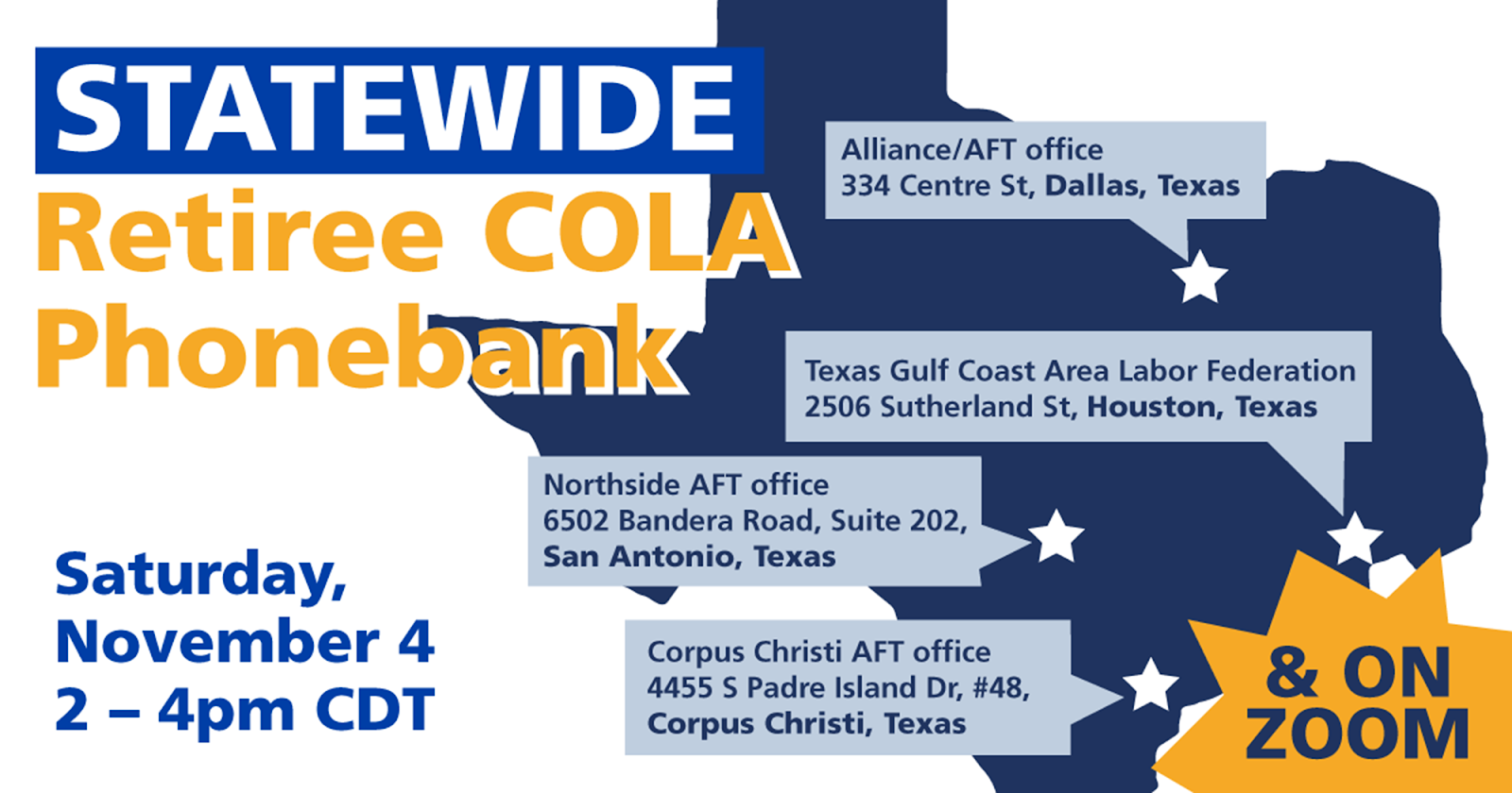 Texas AFT Retired Educators Keep up the Fight for COLA Heading to